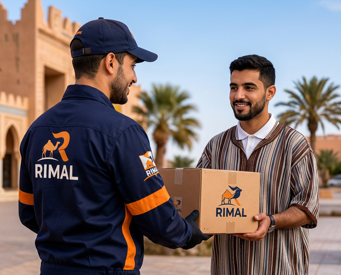 سائق RIMAL يسلم شحنة لصاحب متجر